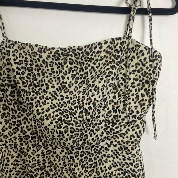 ⭐Leopard Cheetah Tie Top Babydoll Skater Chic Girly Classy Trendy Hip Mini Dress - Picture 5 of 9